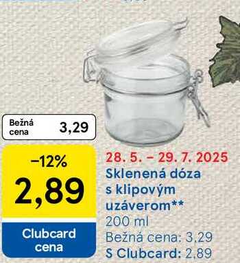 Sklenená dóza s klipovým uzáverom