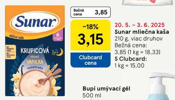 Sunar mliečna kaša, 210 g