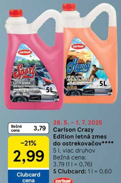 Carlson Crazy Edition letná zmes do ostrekovačov, 5 l