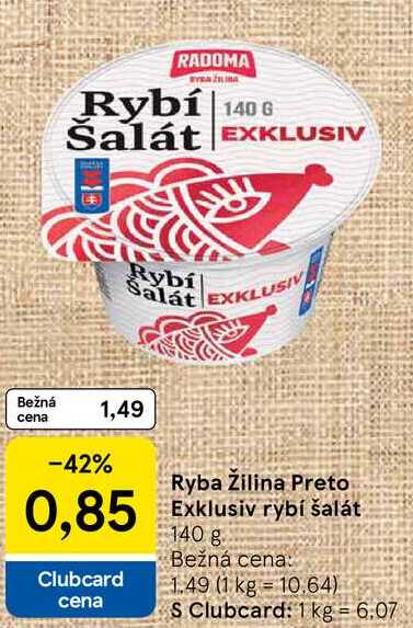 Ryba Žilina Preto Exklusiv rybí šalát, 140 g 