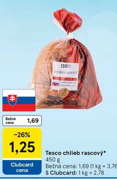 Tesco chlieb rascový, 450 g 