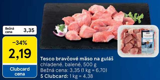Tesco bravčové mäso na guláš, 500 g 