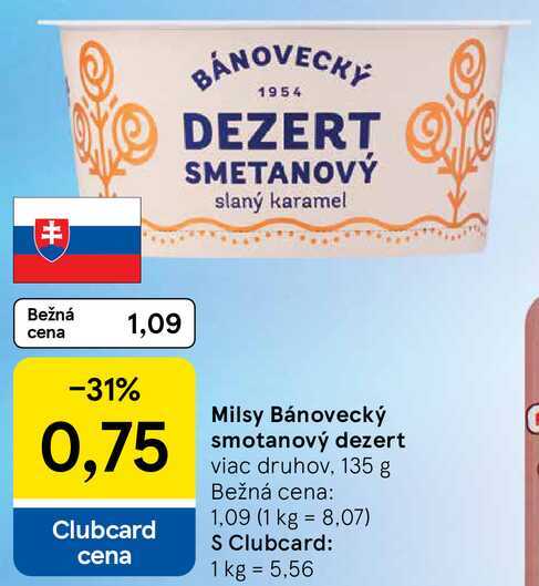 Milsy Bánovecký smotanový dezert, 135 g 