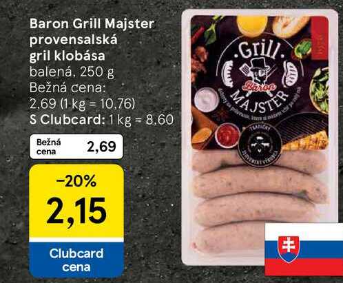 Baron Grill Majster provensalská gril klobása, 250 g 