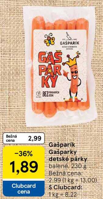 Gašparík Gašparky detské párky, 230 g 