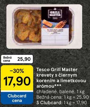 Tesco Grill Master krevety s čiernym korením a limetkovou arómou, 1 kg