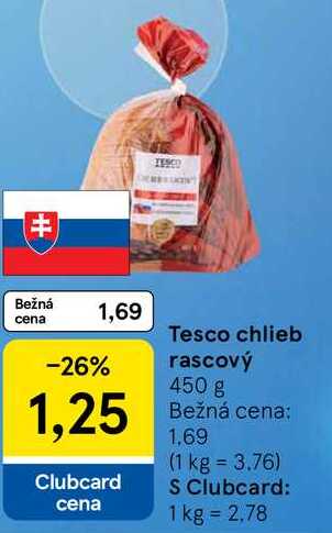 Tesco chlieb rascový, 450 g