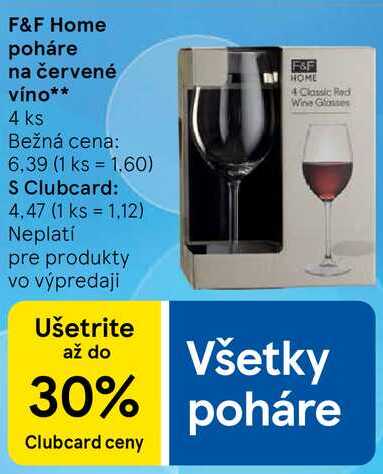 F&F Home poháre na červené víno, 4 ks 
