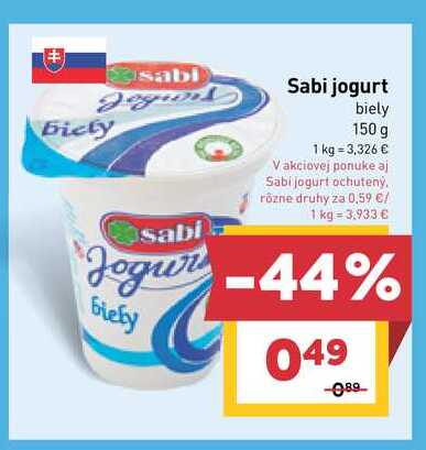 Sabi jogurt biely 150 g 