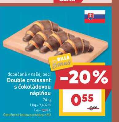 Double croissant s čokoládovou náplňou 74g