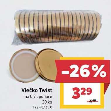 Viečko Twist na 0,7 l poháre 20 ks