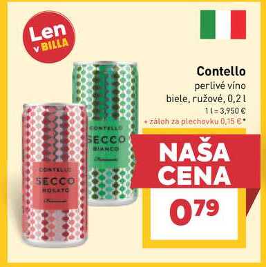 Contello perlivé víno biele, ružové, 0,2l