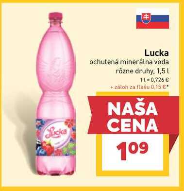Lucka ochutená minerálna voda rôzne druhy, 1,5l