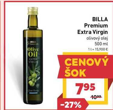 BILLA Premium Extra Virgin olivový olej 500 ml