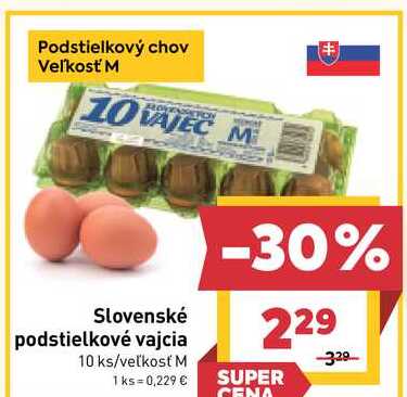 Slovenské podstielkové vajcia 10 ks/veľkosť M 
