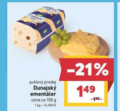 Dunajský ementáler cena za 100 g