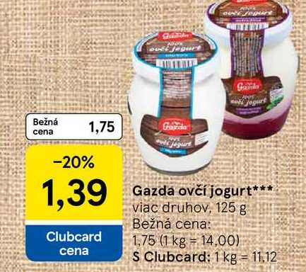 Gazda ovčí jogurt 125 g v akcii