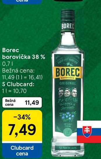 Borec borovička 38 % 0,7l v akcii