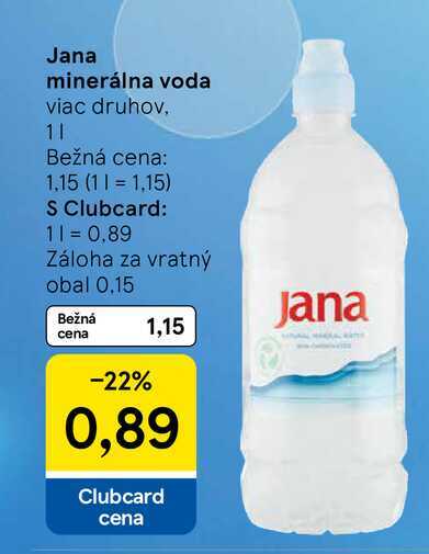 Jana minerálna voda viac druhov, 1l