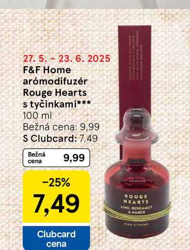 F&F Home arómodifuzér Rouge Hearts s tyčinkami 100 ml 