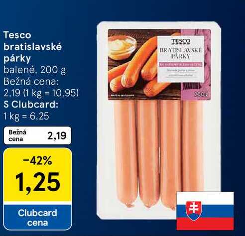 Tesco bratislavské párky balené, 200 g