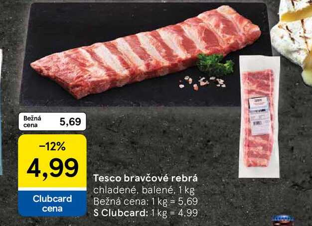 Tesco bravčové rebrá chladené, balené, 1 kg 