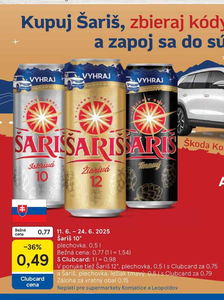 Šariš, plechovka, ležiak tmavý, 0.5 l
