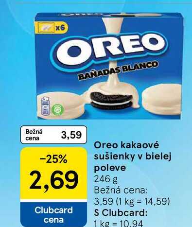 Oreo kakaové sušienky v bielej poleve 246g