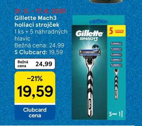 Gillette Mach3 holiaci strojček 1 ks + 5 náhradných hlavíc