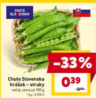 Chute Slovenska hrášok - struky voľný, cena za 100 g