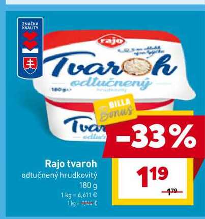 Rajo tvaroh odtučnený hrudkovitý 180 g 