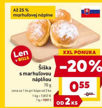 Šiška s marhuľovou náplňou cena za 1 ks