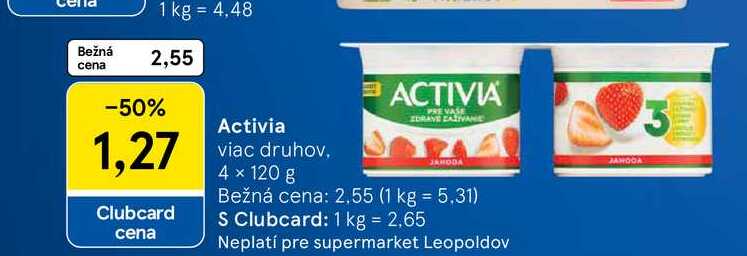 Activia viac druhov, 4 x 120 g 
