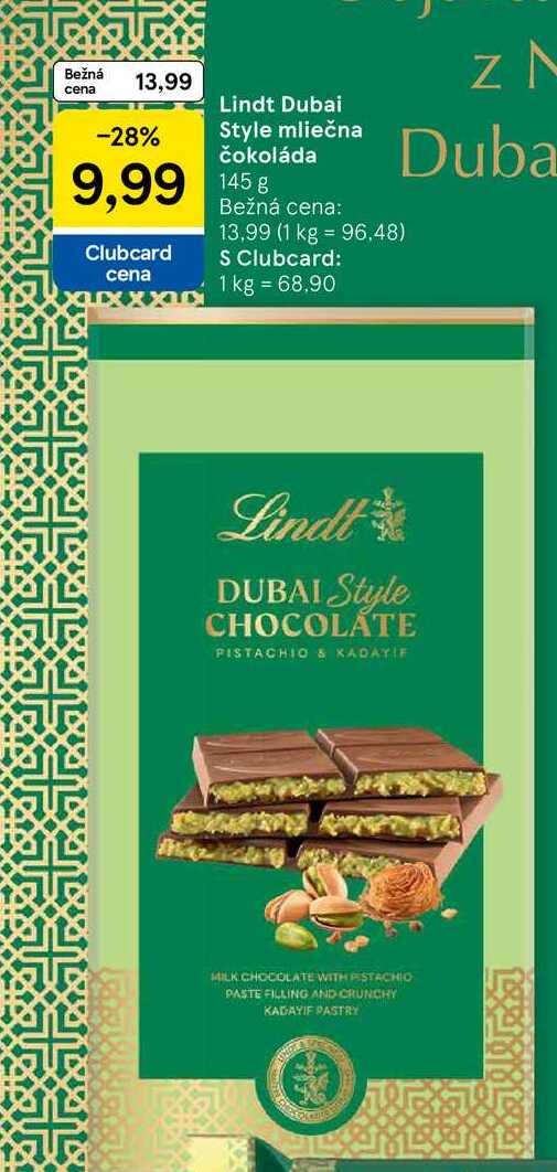 Lindt Dubai Style mliečna čokoláda 145 g