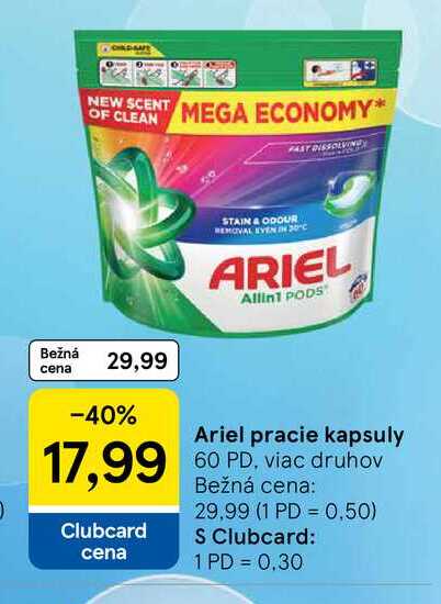 Ariel pracie kapsuly 60 PD, viac druhov 