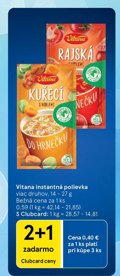 Vitana instantná polievka viac druhov, 14 - 27 g 