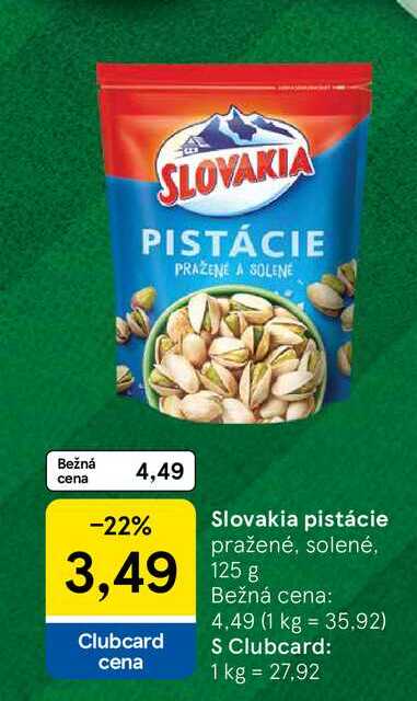Slovakia pistácie pražené, solené, 125g
