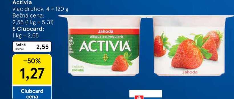 Activia viac druhov, 4 × 120 g 