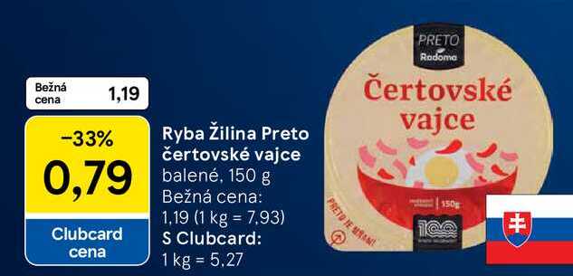 Ryba Žilina Preto čertovské vajce balené, 150 g