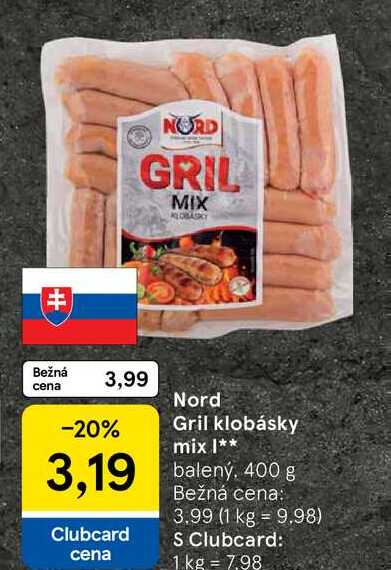 Nord Gril klobásky mix balený, 400 g 