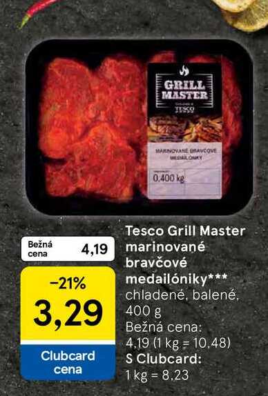 Tesco Grill Master marinované bravčové medailóniky chladené, balené 400 g