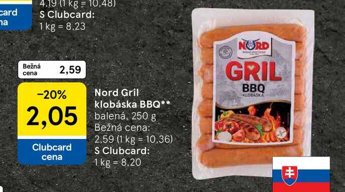 Gril klobáska BBQ balená, 250 g 