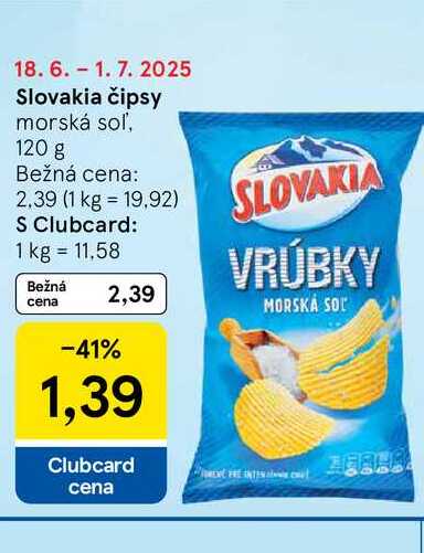 Slovakia čipsy morská soľ, 120 g 