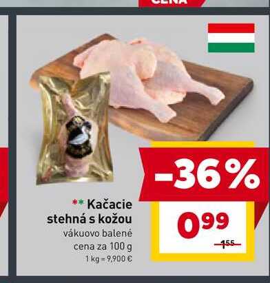 Kačacie stehná s kožou vákuovo balené cena za 100 g