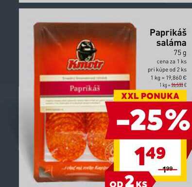 Kmotr Paprikáš saláma 75g 
