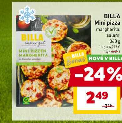 BILLA Mini pizza margherita, salami 360 g