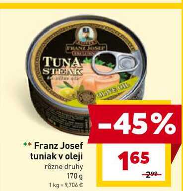 Franz Josef tuniak v oleji rôzne druhy 170 g 