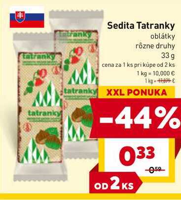 Sedita Tatranky oblátky rôzne druhy 33 g 