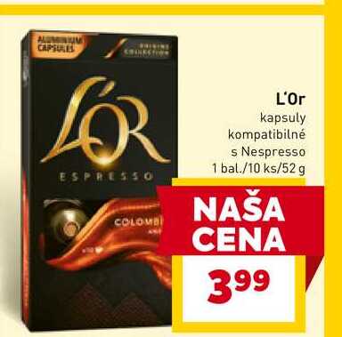 L'Or kapsuly kompatibilné s Nespresso 1 bal./10 ks/52 g 