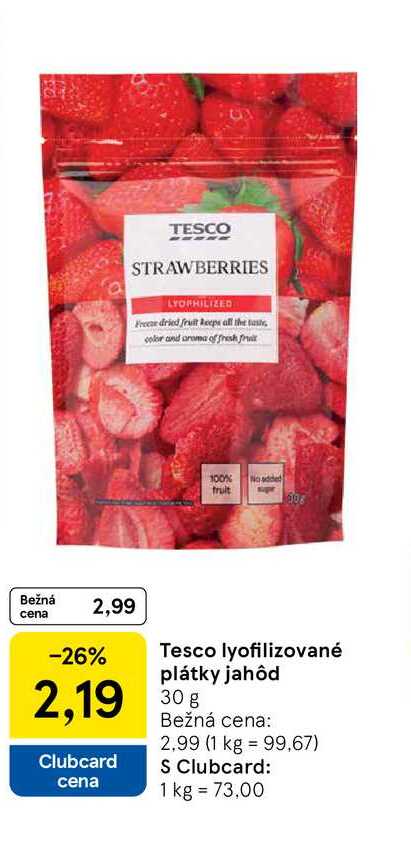 Tesco lyofilizované plátky jahôd 30g